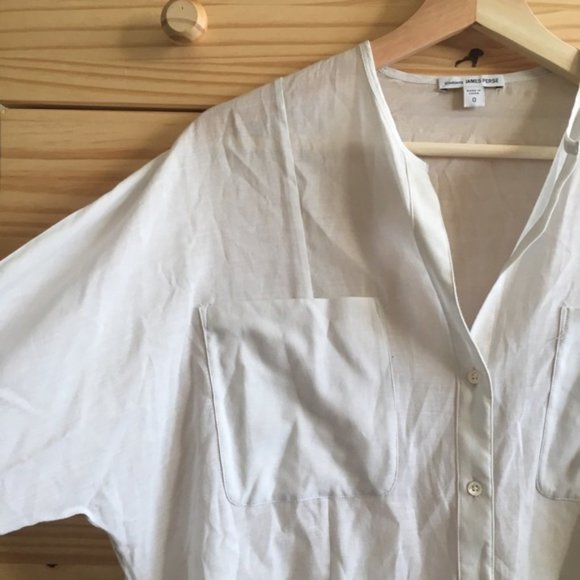 James Perse semi-sheer silk blend boxy relaxed fit oversized button down blouse - Picture 6 of 15
